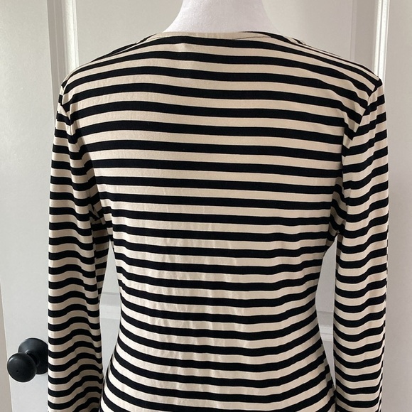 Banana Republic medium top crossover black tan v-neck Rouching - Picture 8 of 10